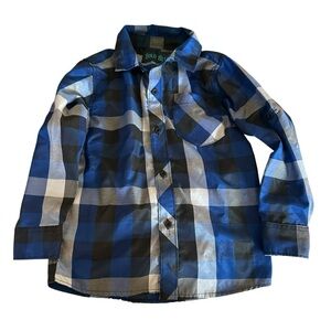 Plaid Kids Button-Down Shirt in Blue and Black
